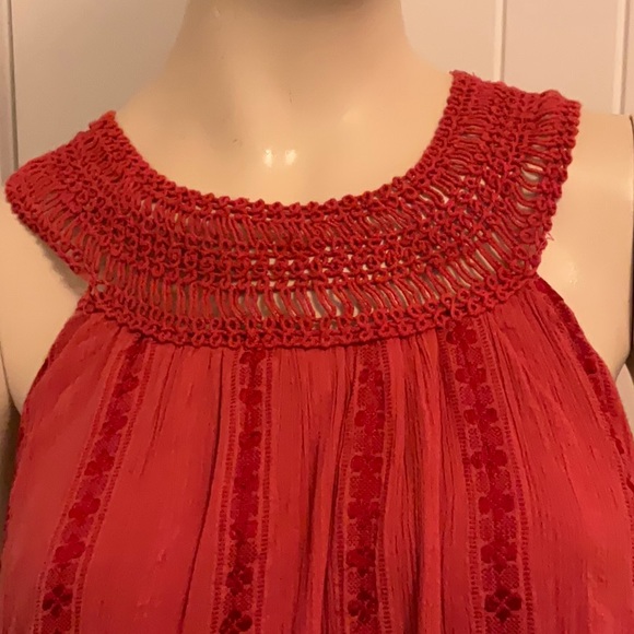 Free People Women’s Red Cotton Multi-Layered Dress Size Small - Picture 3 of 10